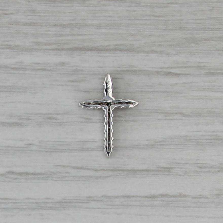 0.25ctw Diamond Cross Pendant 14k White Gold Floating Small Drop