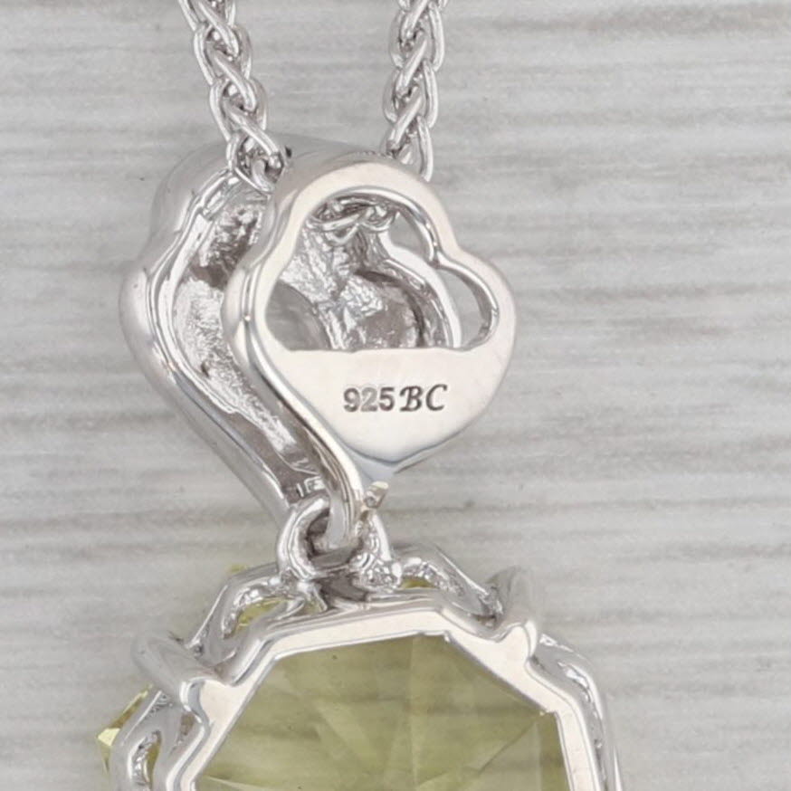 Gray 5.70ct Lemon Quartz Solitaire Pendant Necklace Sterling Silver 18" Wheat Chain