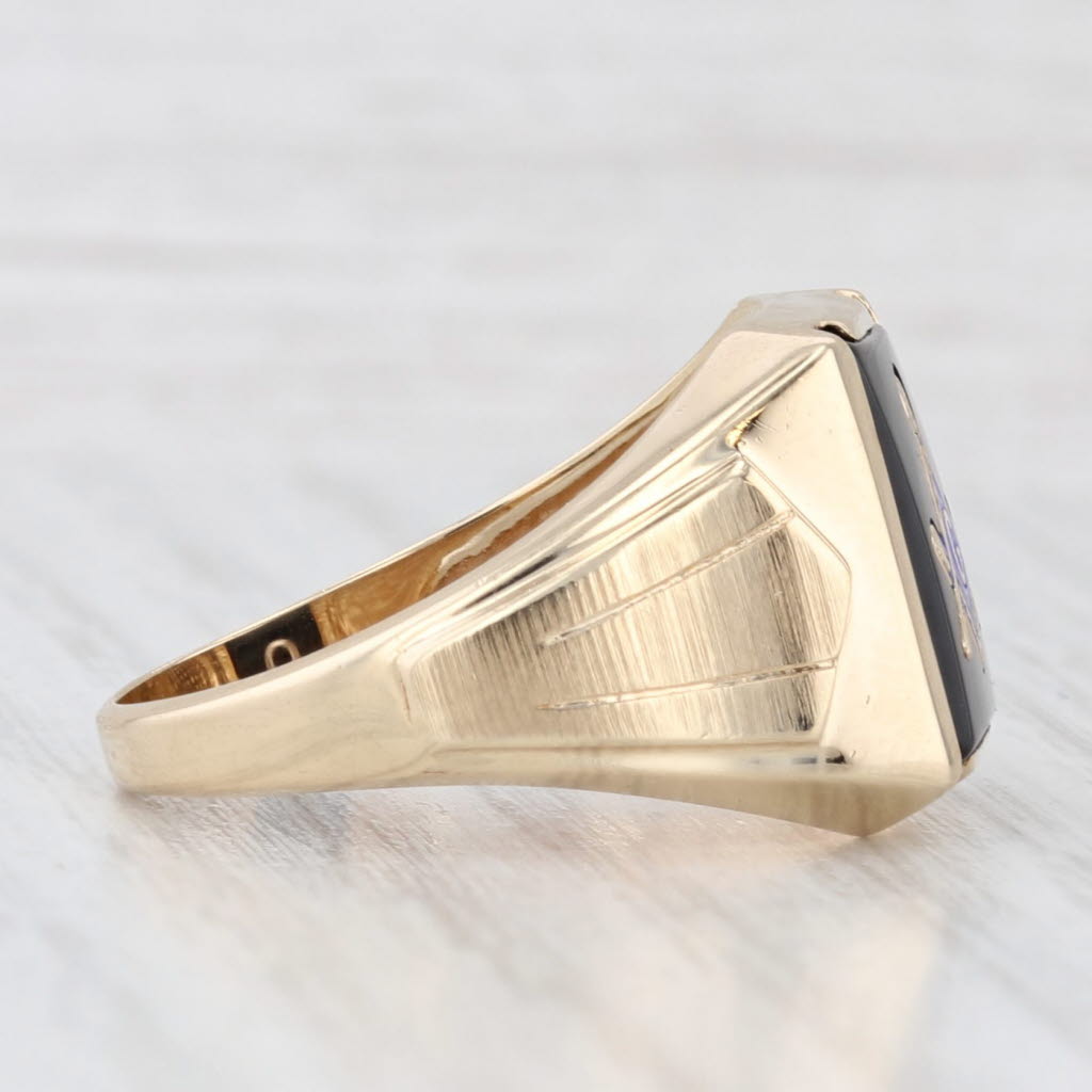 Light Gray Onyx Masonic Signet Ring 10k Yellow Gold Size 10 Blue Lodge Square Compass