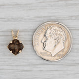 0.70ct Smoky Quartz Pendant 14k Yellow Gold Small Cushion Solitaire Drop