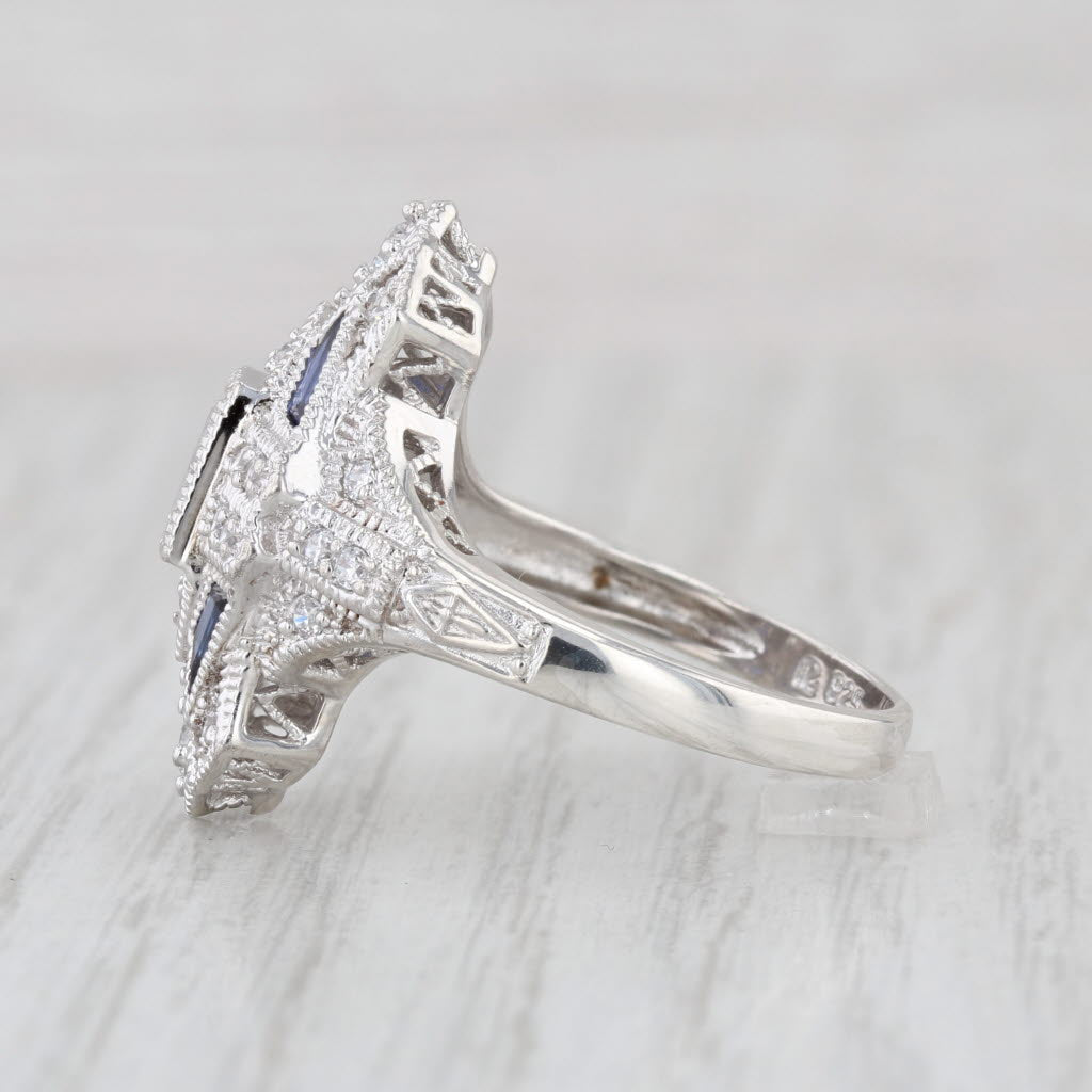 Cubic Zirconias Lab Created Sapphire Ring Sterling Silver Size 9 Cocktail