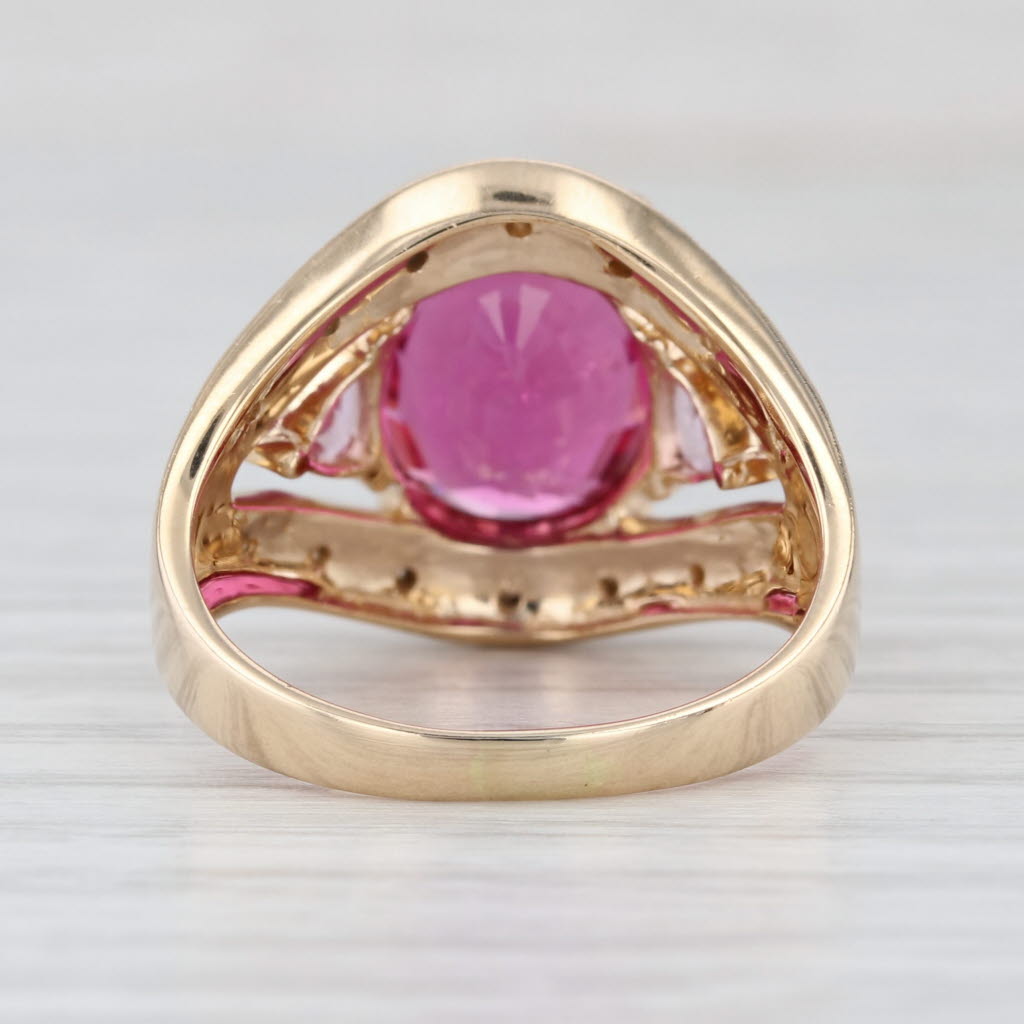 5.07ctw Pink Sapphire Rubellite Tourmaline Diamond Ring 14k Yellow Gold Size 8