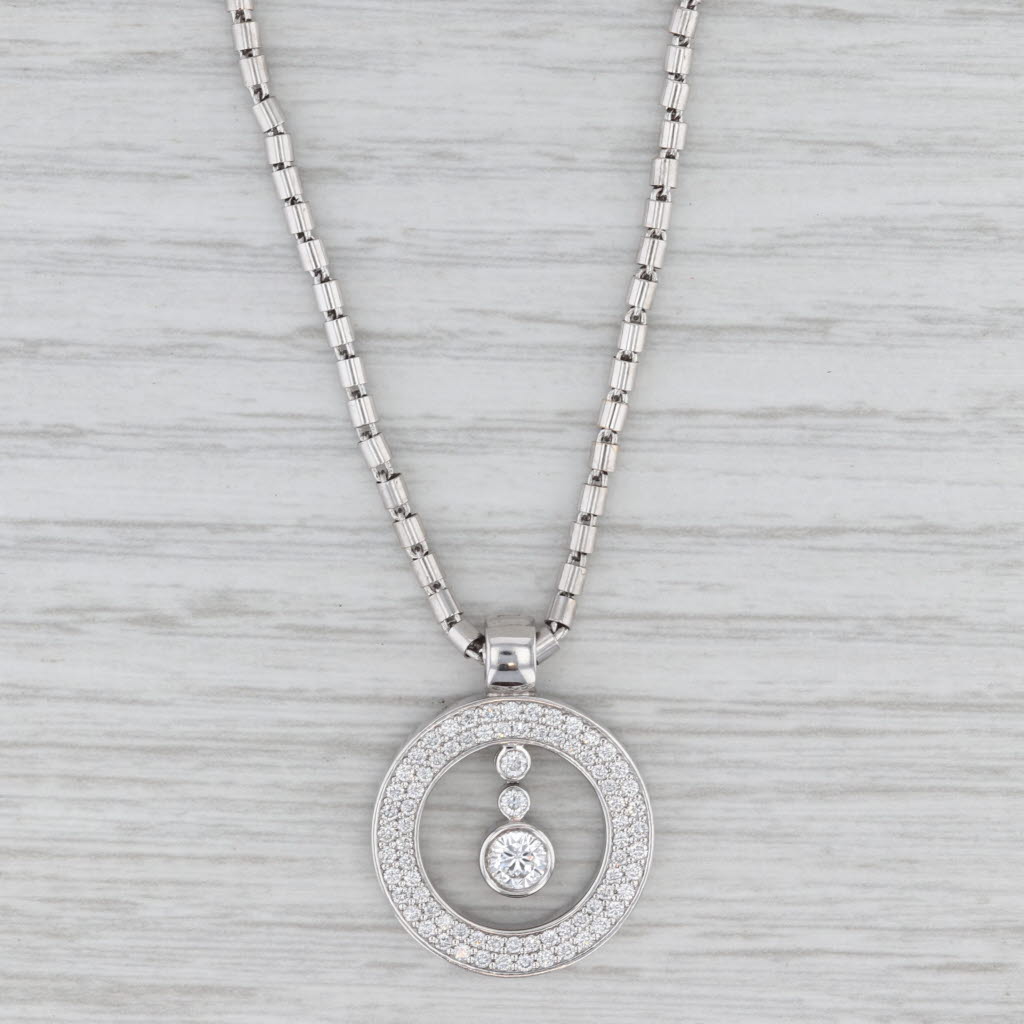 Roberto Coin Pave Baby O 0.78ctw Diamond Pendant Necklace 18k White Gold 16"