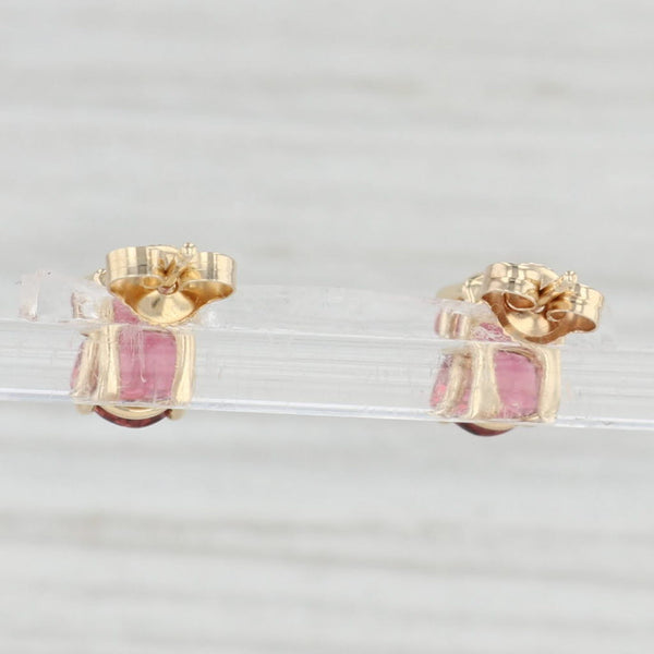 Light Gray 2.70ctw Oval Pink Tourmaline Stud Earrings 14k Yellow Gold Solitaire Studs