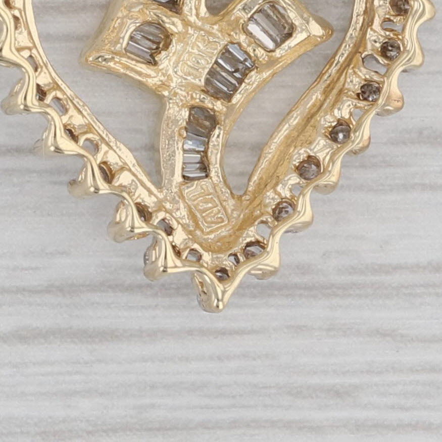 Gray 0.40ctw Diamond Halo Heart Pendant 10k Yellow Gold