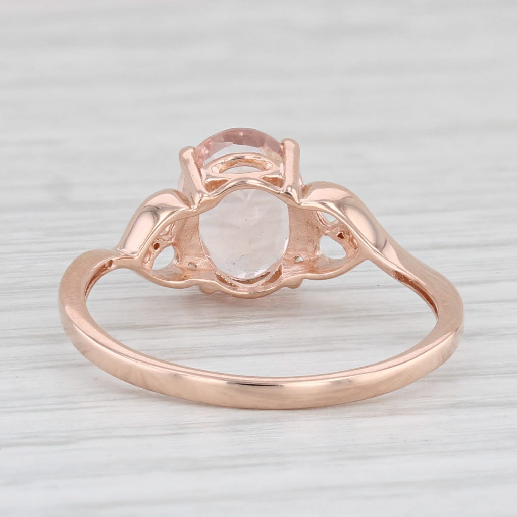 Light Gray 1.60ct Oval Morganite Solitaire Ring 10k Rose Gold Size 8 Heart Accents