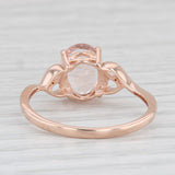 1.60ct Oval Morganite Solitaire Ring 10k Rose Gold Size 8 Heart Accents