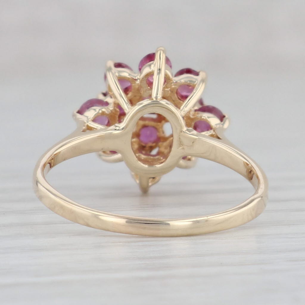 Gray 1.50ctw Ruby Flower Cluster Ring 14k Yellow Gold Size 7.5