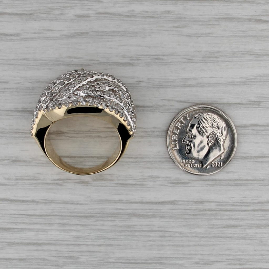 4.20ctw Diamond Cocktail Ring 14k Yellow White Gold Size 8 Overlay Bypass Design