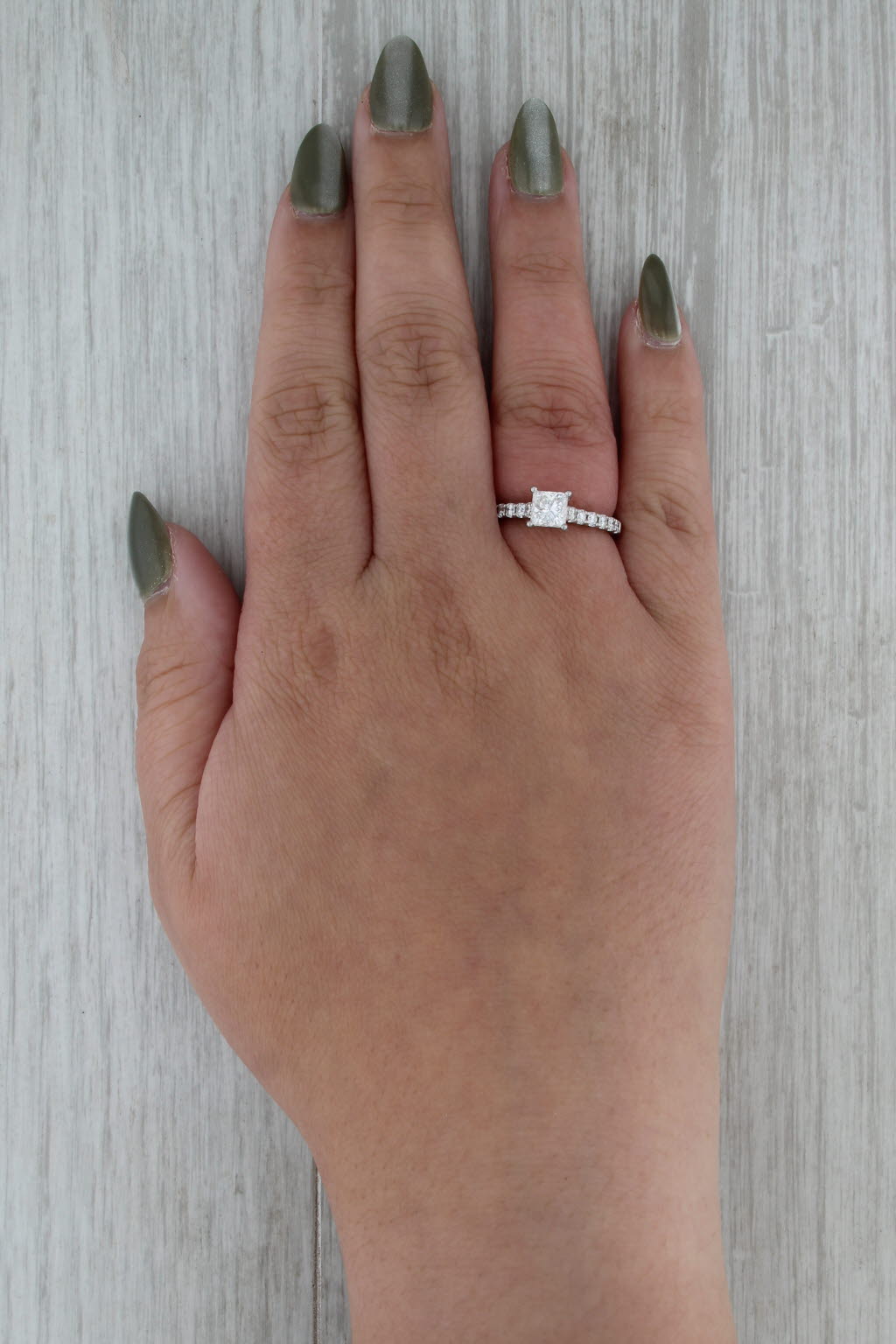 IGI 1.29ctw Princess Diamond Engagement Ring 14k White Gold Size 6