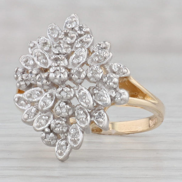 Gray 0.12ctw Diamond Cluster Ring 10k Gold Size 7.5 Cocktail
