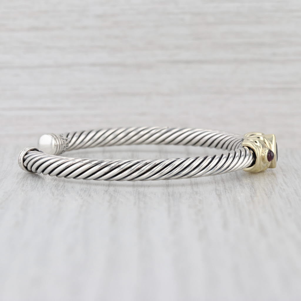 David Yurman Renaissance Cuff Bracelet Garnet Iolite Sterling Silver 14k Gold