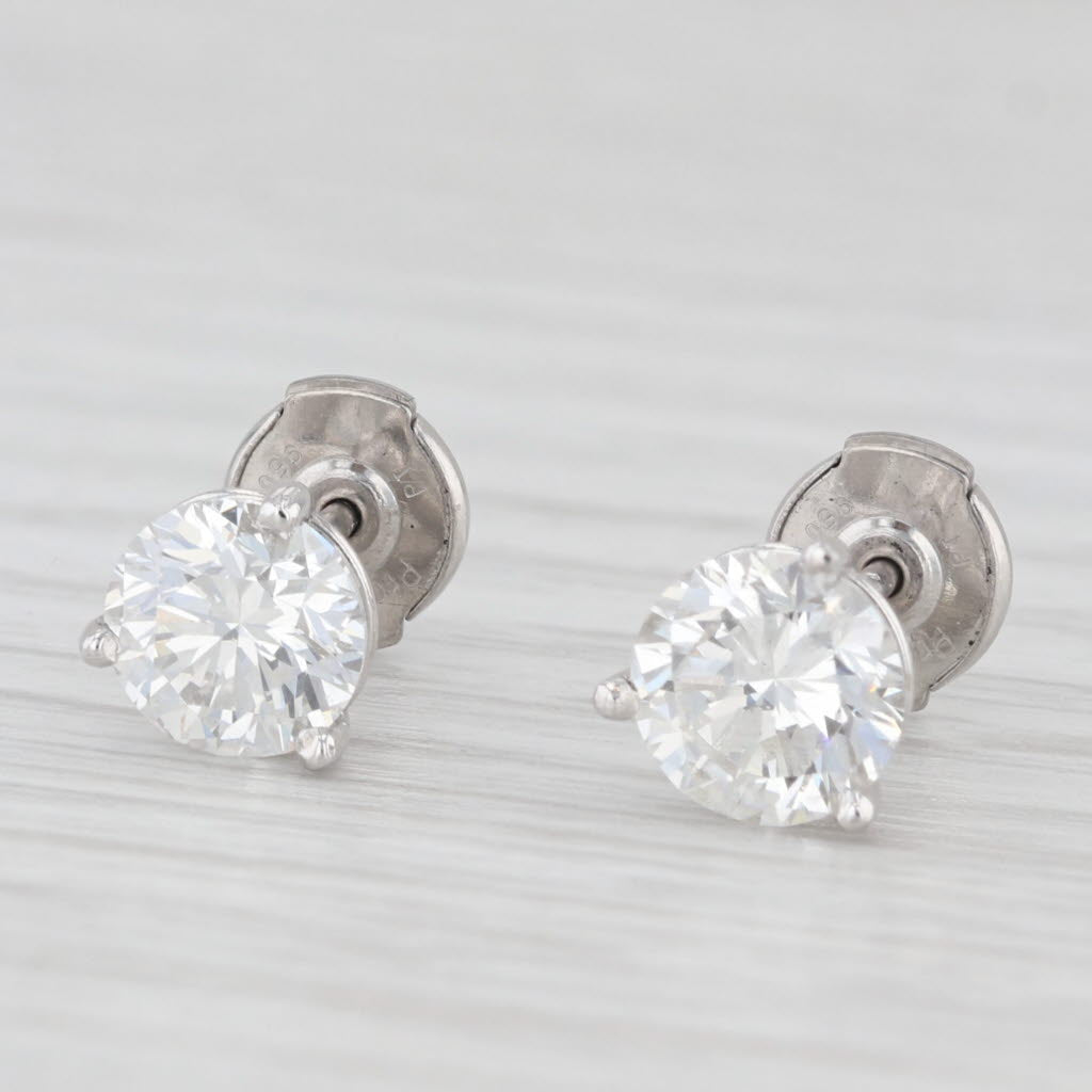 Light Gray New 2.04ctw Diamond Stud Earrings Platinum GIA Round Solitaire Studs