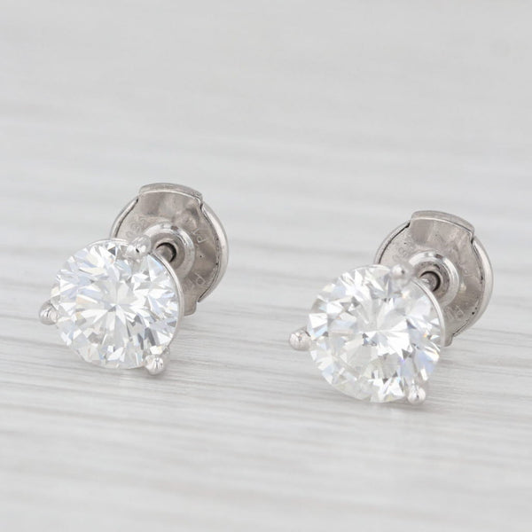 New 2.04ctw Diamond Stud Earrings Platinum GIA Round Solitaire Studs