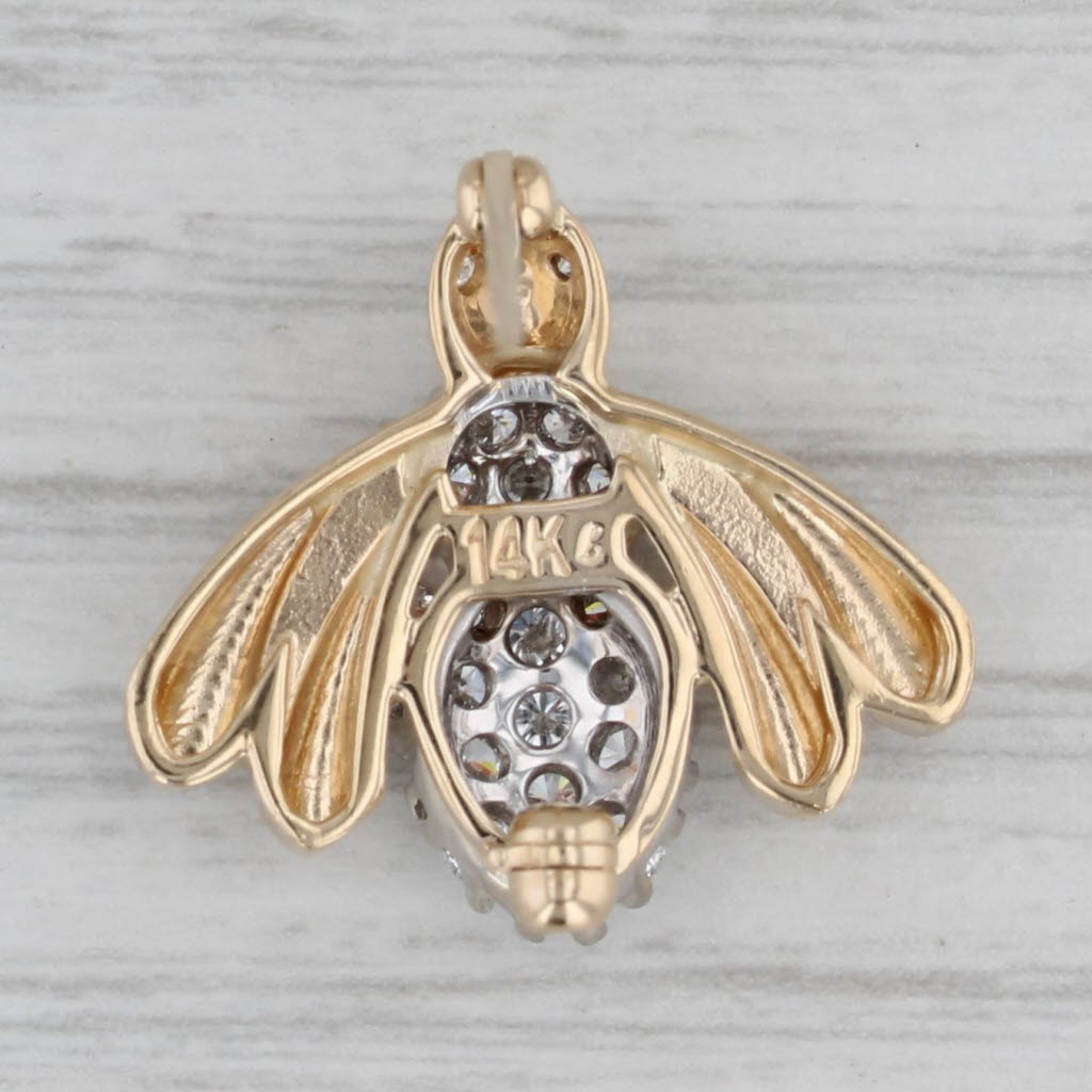 Gray 0.75ctw Diamond Bumble Bee Pin 14k Yellow Gold Brooch