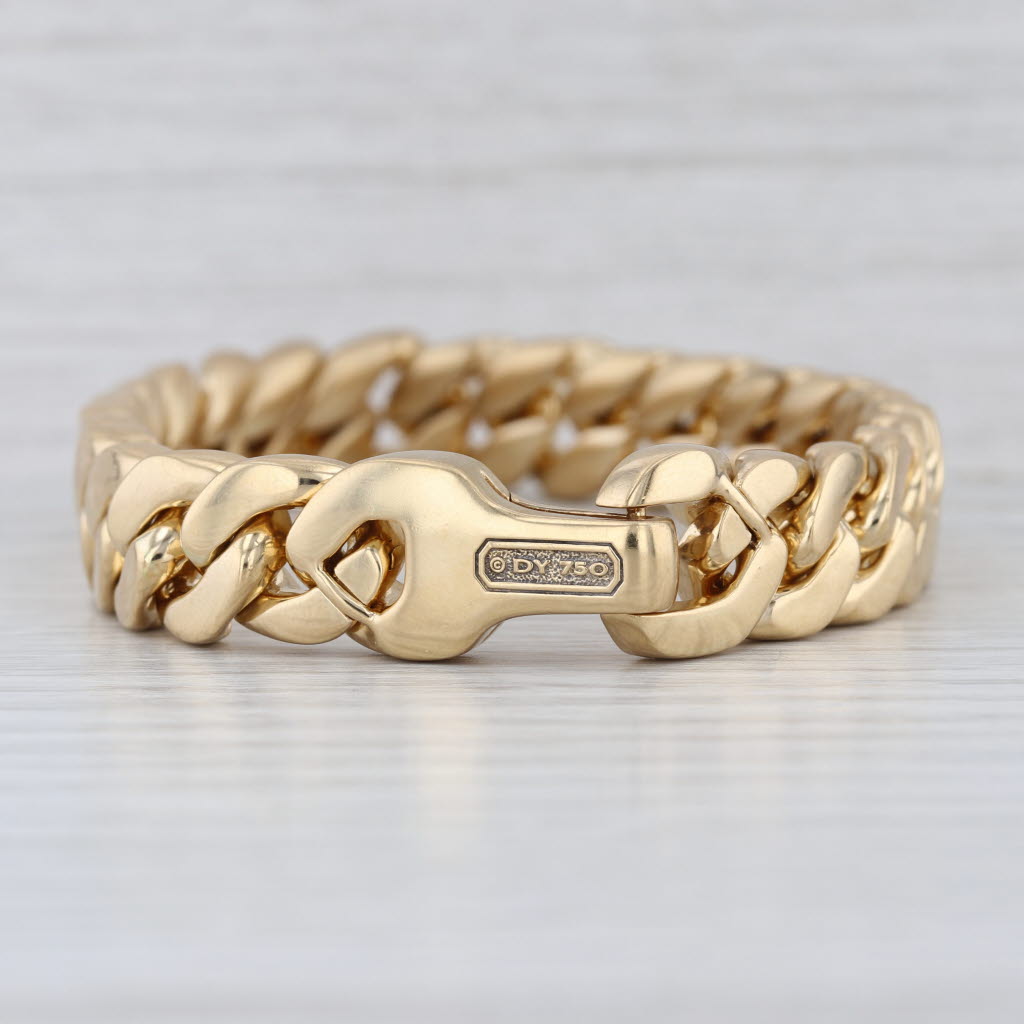 David Yurman Curb Chain Bracelet 18k Yellow Gold Matte 8" 12mm B25303m88