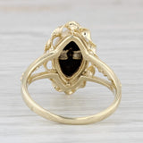 Light Gray Onyx Diamond Signet Ring 10k Yellow Gold Size 6 Vintage