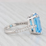 9.35ctw Emerald Cut Blue Topaz Diamond Ring 14k White Gold Size 7.5