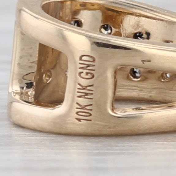 0.61ctw Diamond Bullet Drop Pendant 10k Yellow Gold Opens Greek Key