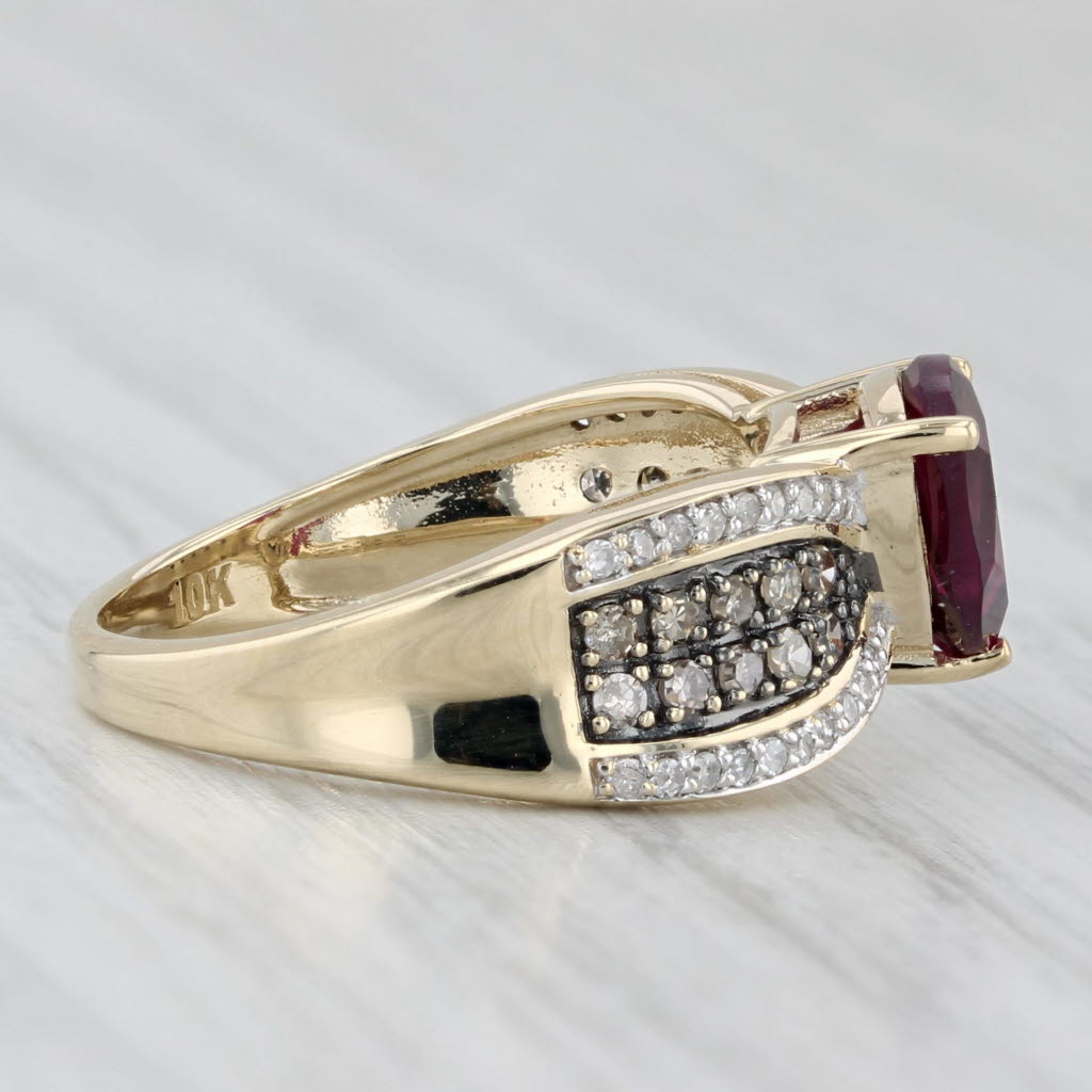 Light Gray 1.41ctw Rhodolite Garnet Diamond Ring 10k Yellow Gold Size 4.75