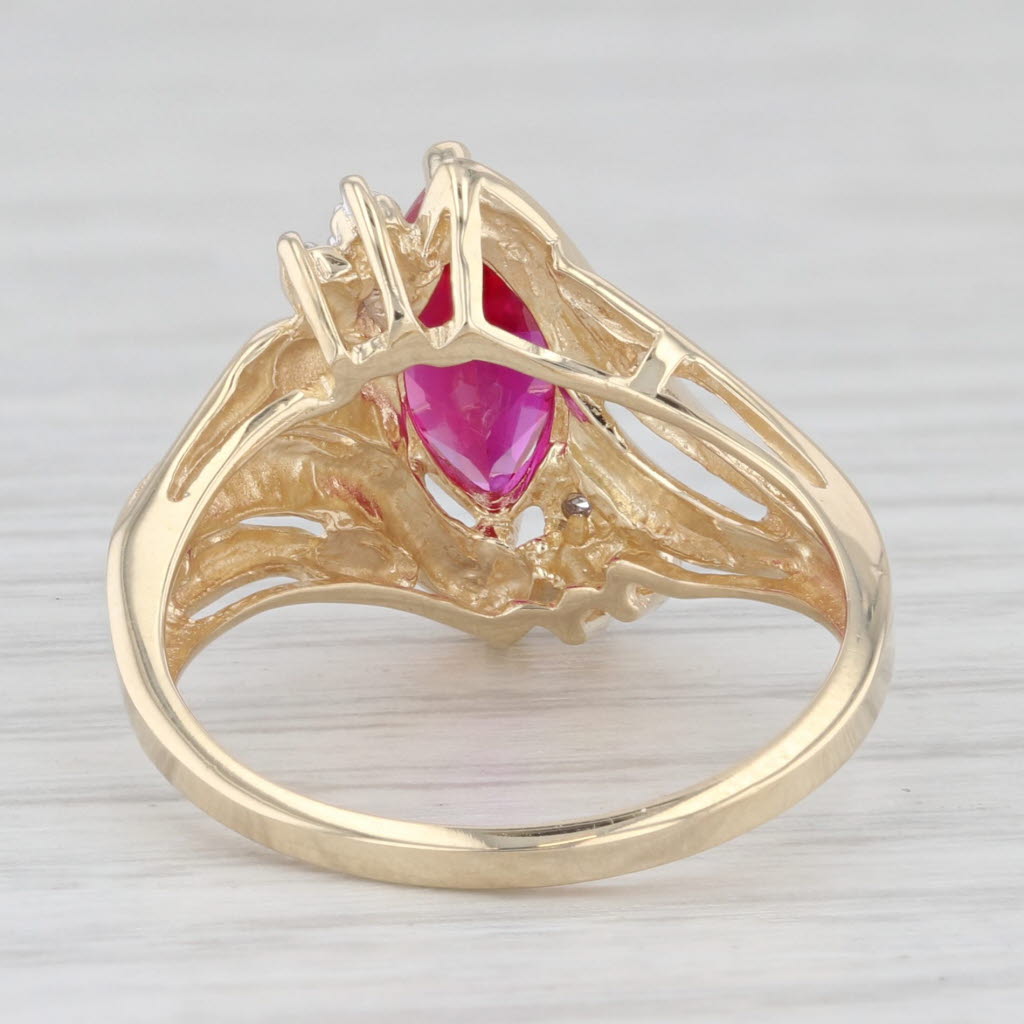 Light Gray 1.35ctw Lab Created Marquise Ruby 10k Yellow Gold Ring Size 7