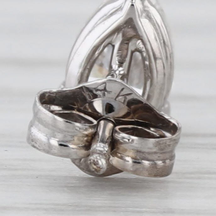 Small 0.72ctw Diamond Stud Earrings 14k White Gold Pear Solitaire Studs