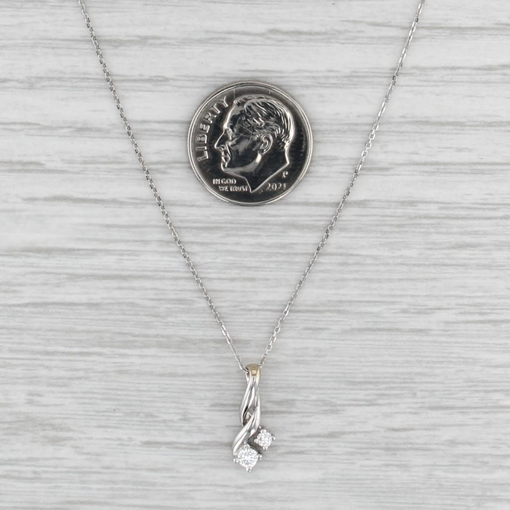 0.10ctw Diamond Necklace 14k Cable Chain 18k Pendant White Gold 18"