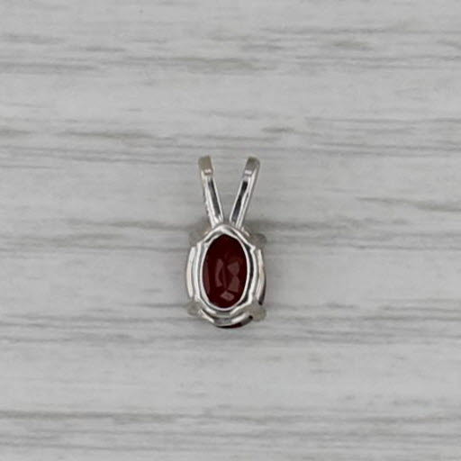 0.90ct Garnet Solitaire Pendant 14k White Gold Small Oval Drop