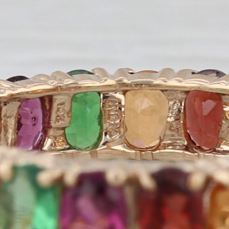 4.60ctw Multicolor Garnet Eternity Band 10k Yellow Gold Stackable Size 5 Ring