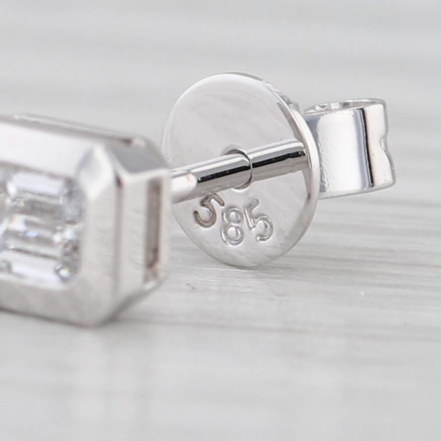 Light Gray New 0.30ctw Emerald Cut Lab Grown Diamond Stud Earrings 14k Gold Solitaire Studs