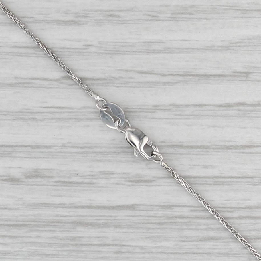 Wheat Chain Necklace 14k White Gold 18" 1mm