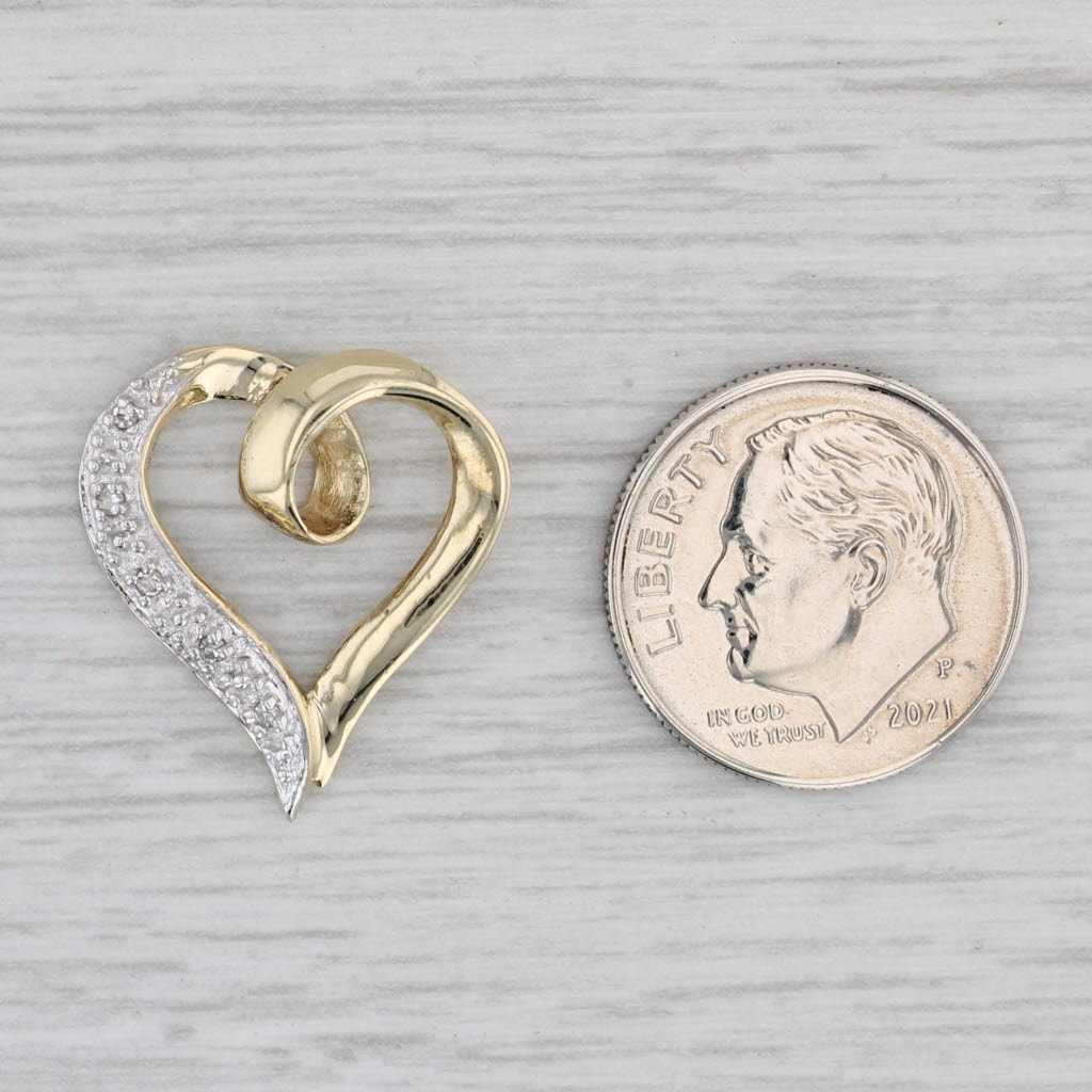 Gray Diamond Accented Open Heart Pendant 10k Yellow Gold