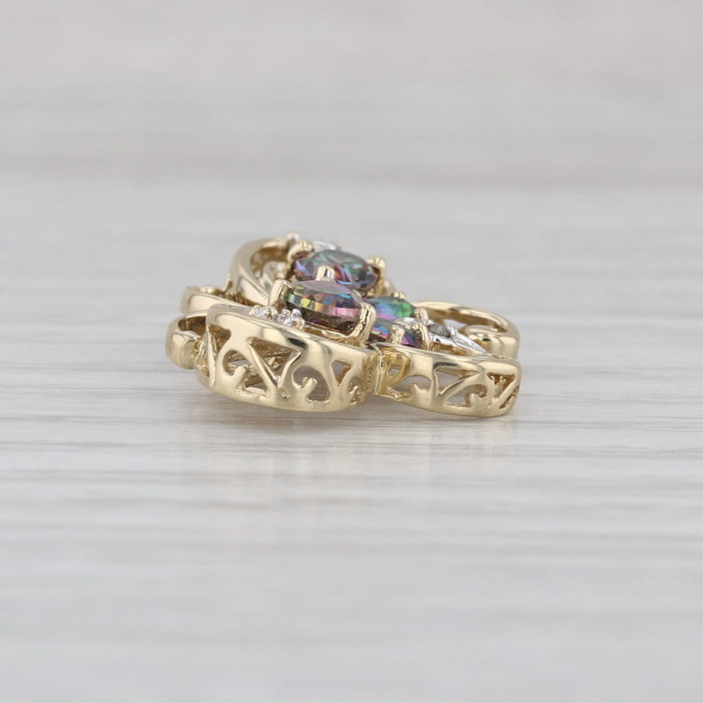 1.30ctw Mystic Topaz Butterfly Pendant 10k Yellow Gold Floating Drop
