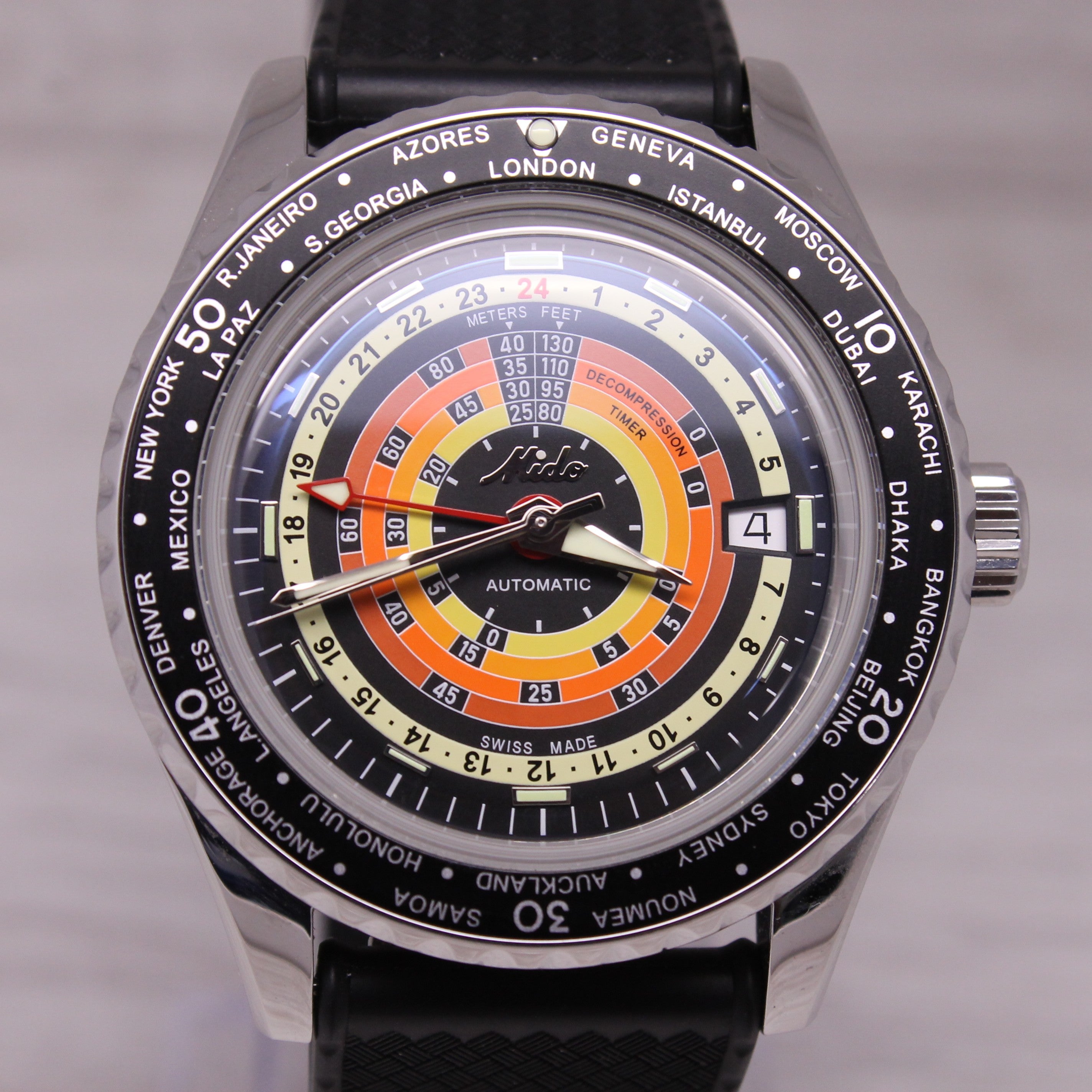 Mido Ocean Star Decompression World Timer Mens 40mm Steel Divers Watch