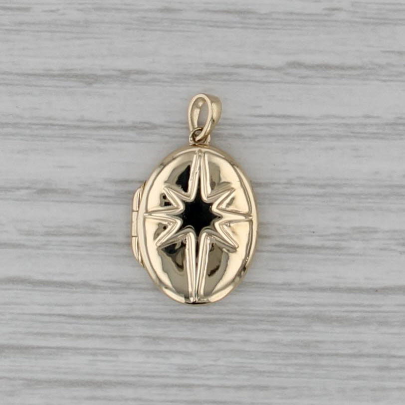 Star Photo Locket Pendant 10k Yellow Gold Charm