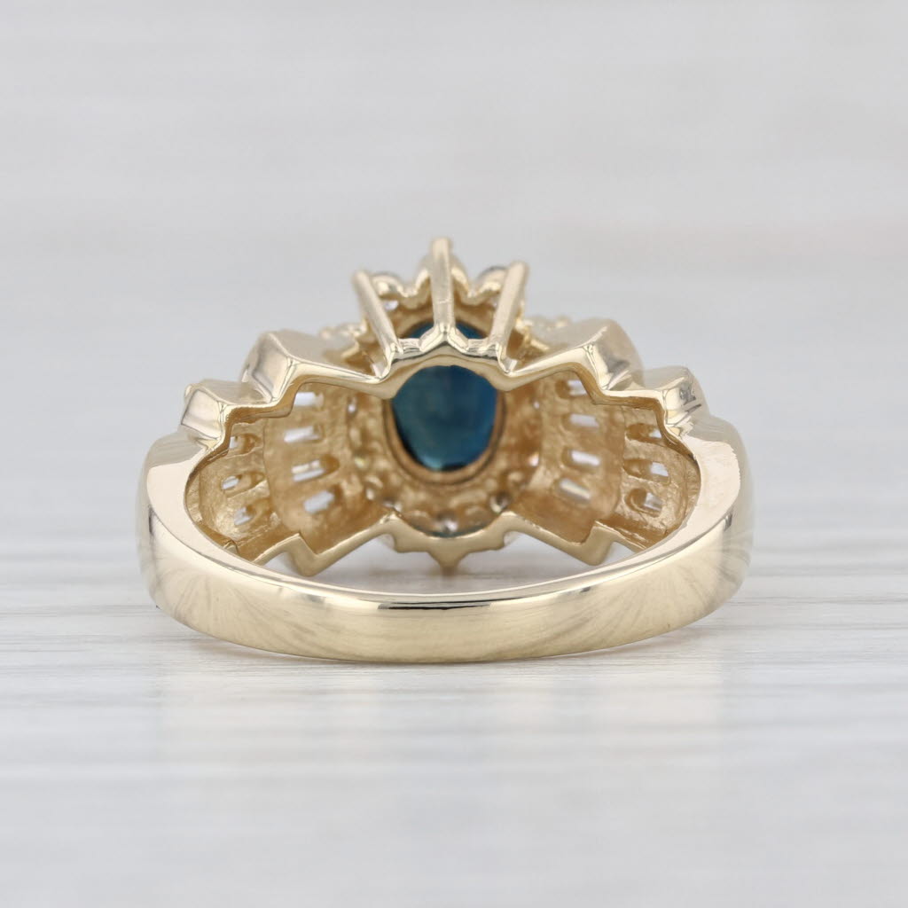 1.50ctw Blue Sapphire Diamond Halo Ring 14k Yellow Gold Size 6.75