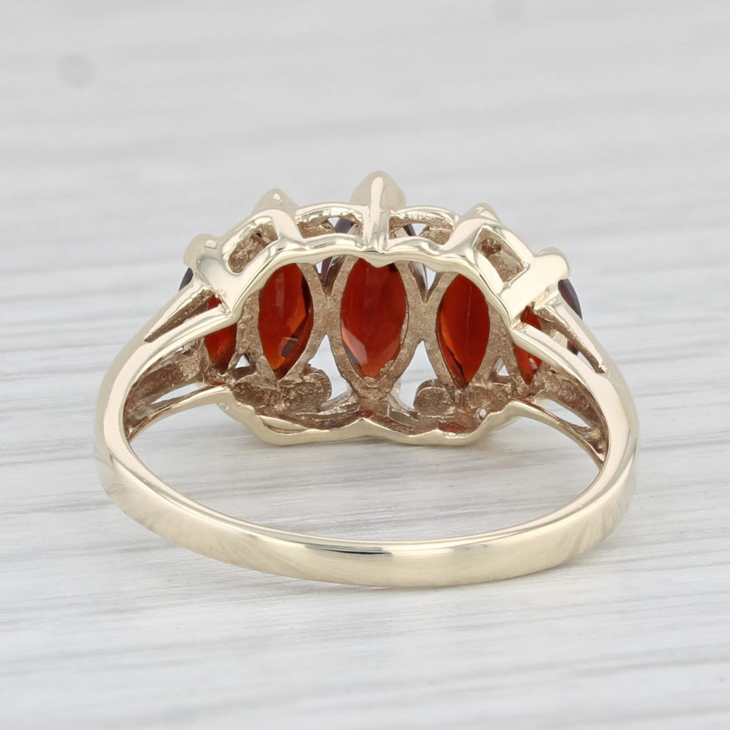 Light Gray 1.95ctw Marquise Garnet Tiered Ring 10k Yellow Gold Size 7