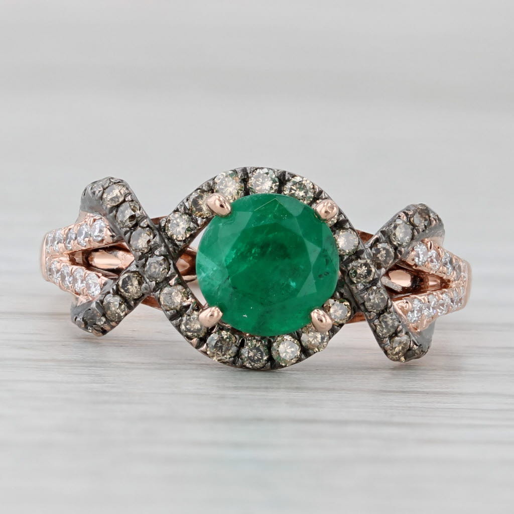 Light Gray Le Vian Emerald Diamond Ring 14k Rose Gold Size 7 Engagement