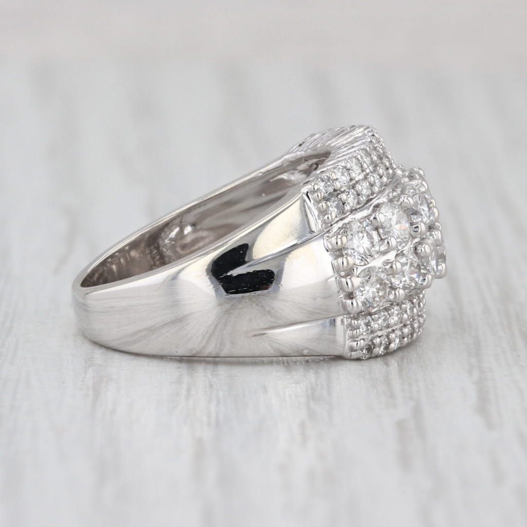 2ctw Diamond 3-Band Ring 10k White Gold Size 6.25 Anniversary