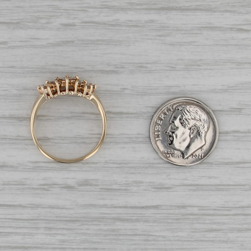 0.70ctw Champagne Diamond Cluster Ring 10k Yellow Gold Size 7