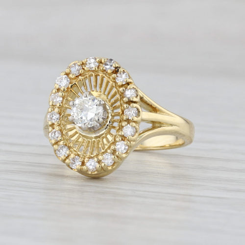 0.57ctw Diamond Halo Engagement Ring 18k Yellow Gold Size 7