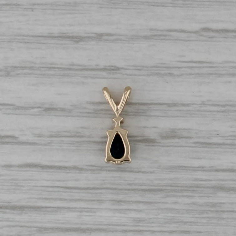 0.40ct Pear Sapphire Solitaire Pendant 14k Yellow Gold Small Teardrop