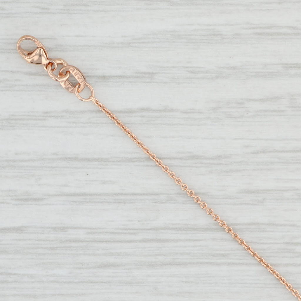 Light Gray New Round Cable Chain Necklace 14k Rose Gold Lobster Clasp 16" 1mm