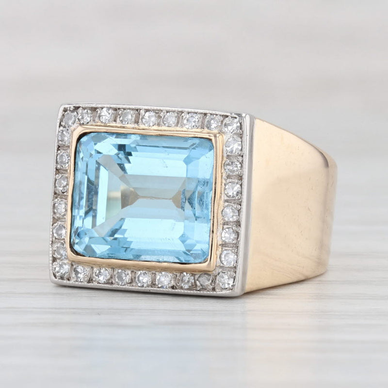 Light Gray 7.62ctw Blue Topaz Diamond Halo Ring 14k Yellow Gold Size 8.25