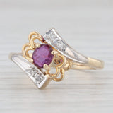 0.33ctw Ruby Bypass Ring 14k White Yellow Gold Size 5.75 Diamond Accents