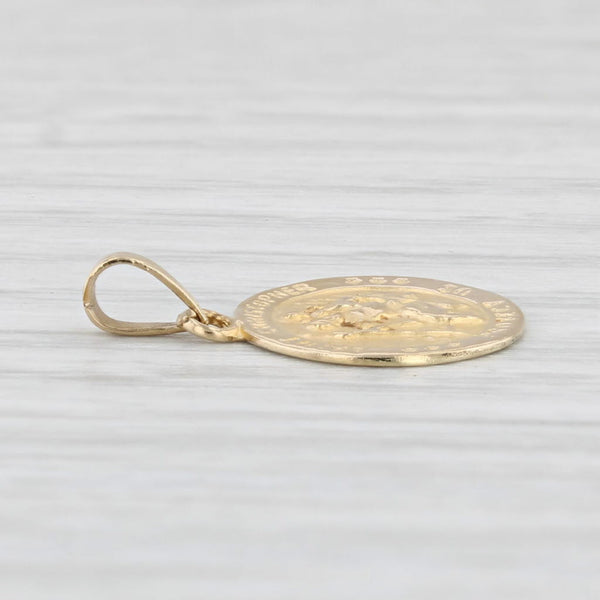 Small Saint Christopher Token Pendent 14k Yellow Gold Catholic Protection Charm