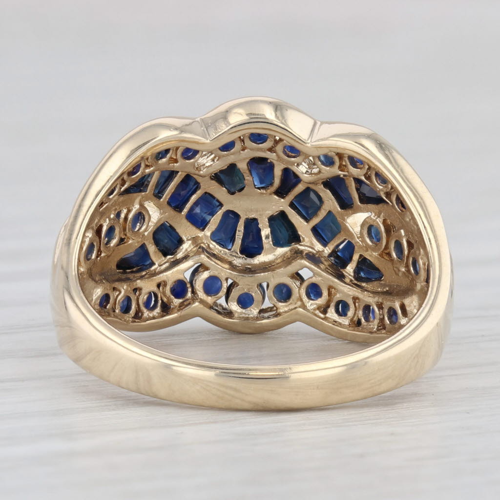 Light Gray 2.25ctw Blue Sapphire Knot Ring 10k Yellow Gold Size 7.25