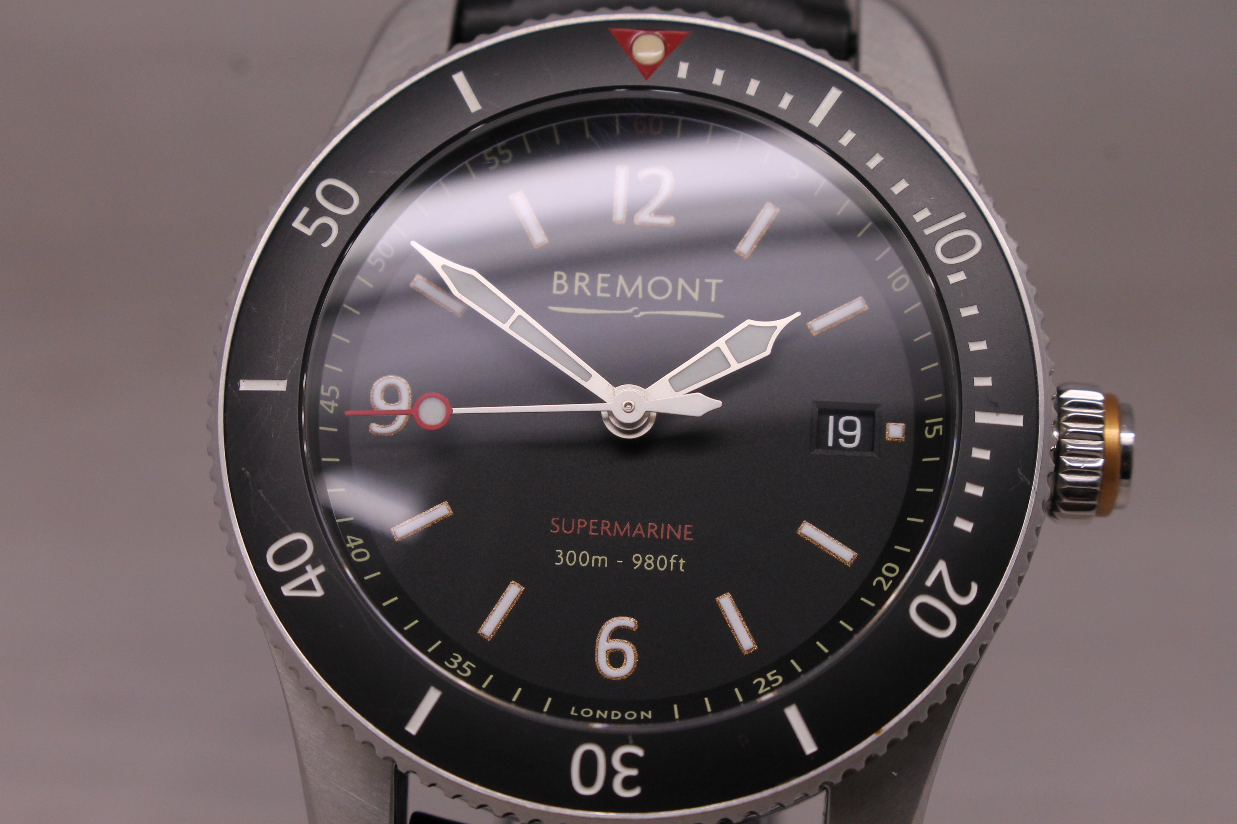 Dim Gray Bremont Supermarine S300 40mm Mens Steel Automatic Divers Watch Rubber Strap