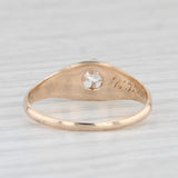 Antique Diamond Solitaire Ring 14k Yellow Gold Size 7 Etched Band