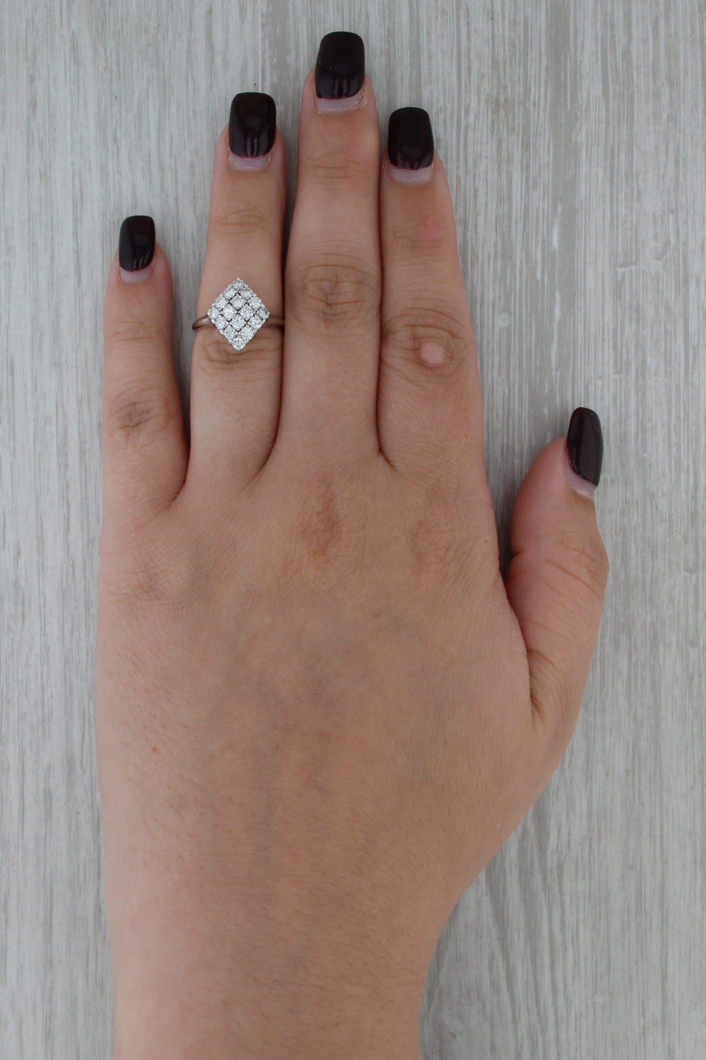 2.06ctw Diamond Cluster Ring 18k White Gold Size 4.75 engagement